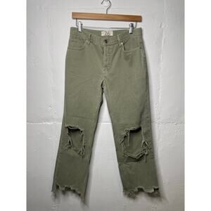 We The Free Maggie Mid Rise Olive Green Denim Jeans Womens Size 26